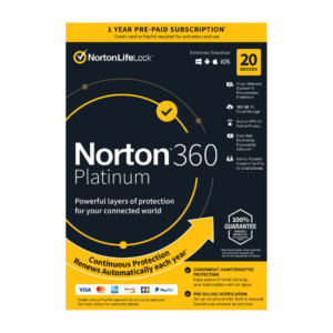 Norton 360 Platinum for 20 Devices – Windows, Mac, Android & iOS (Download)